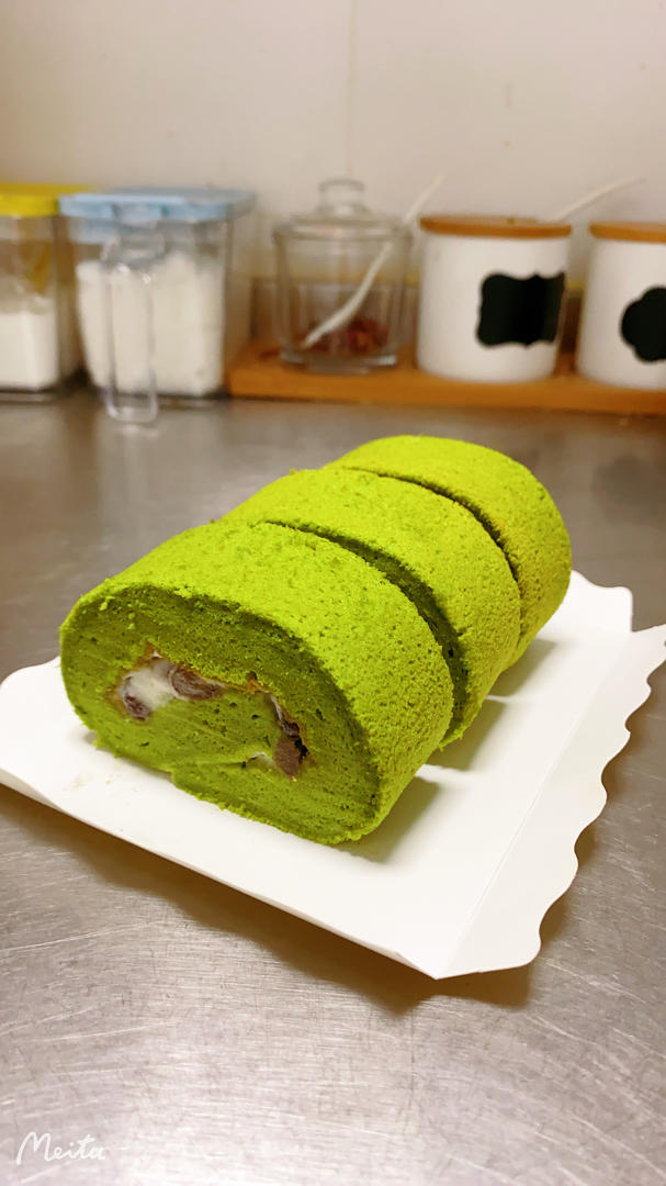 完美抹茶蜜豆蛋糕卷