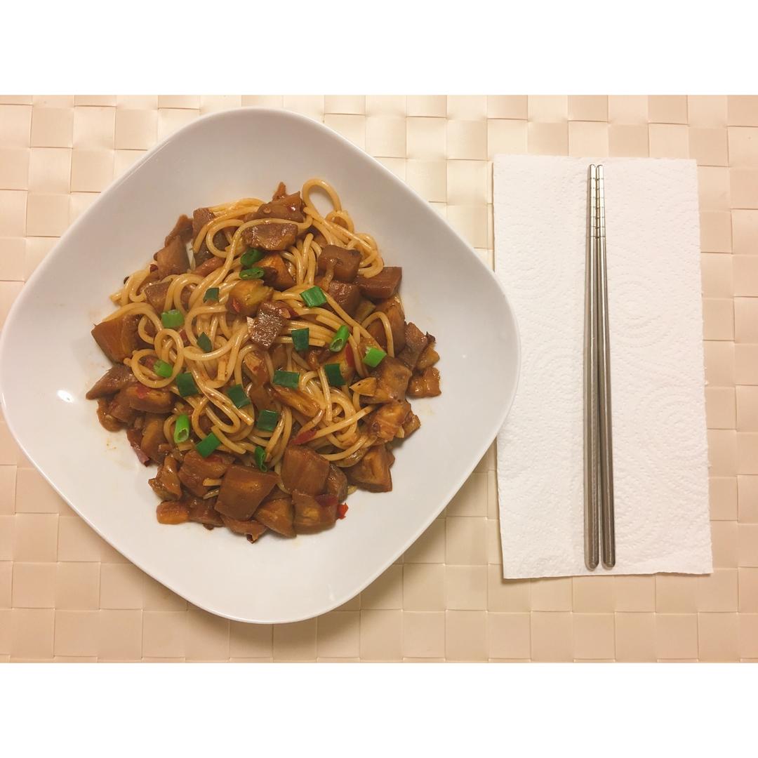 快手烧茄子意面