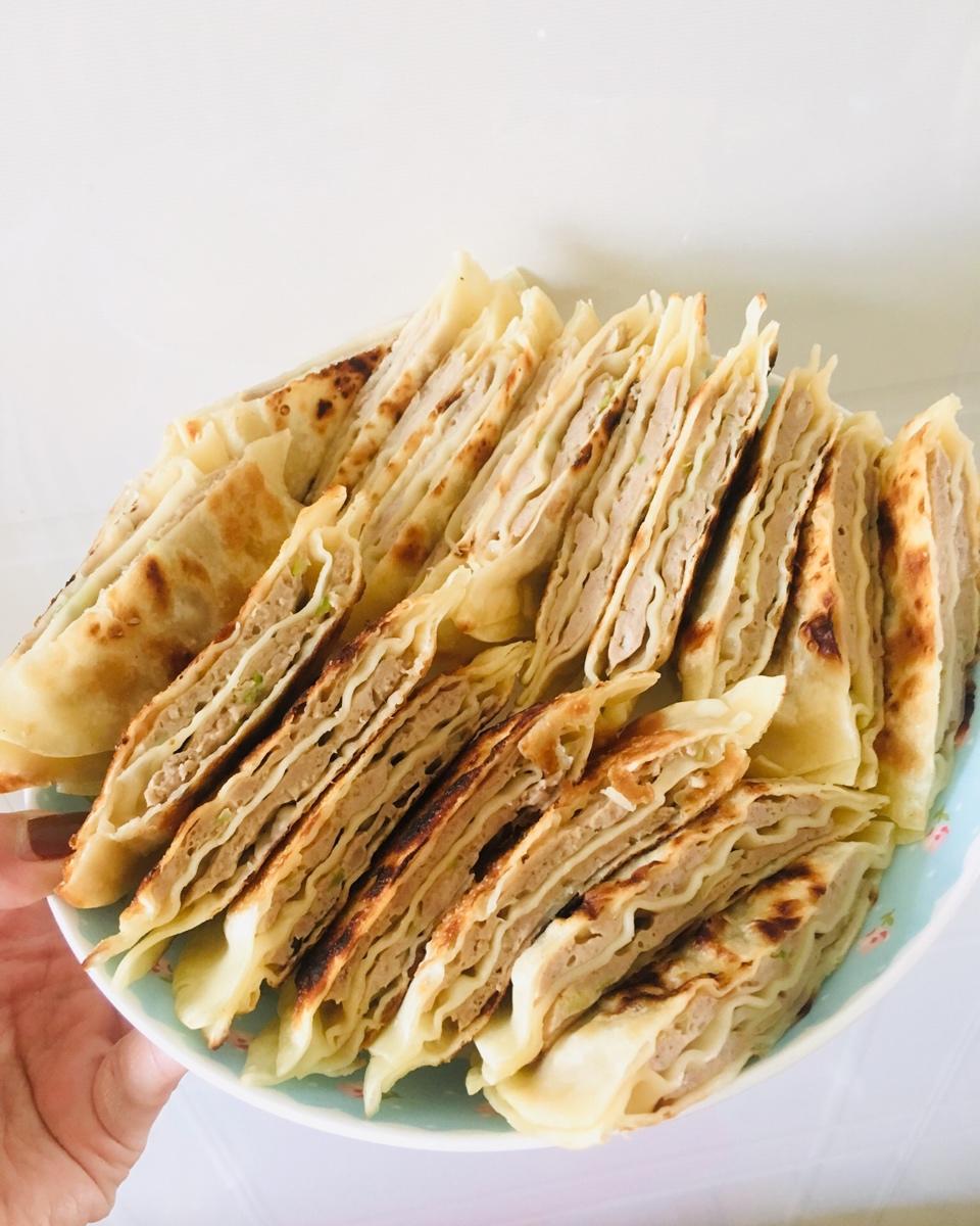 饺子皮版千层肉饼