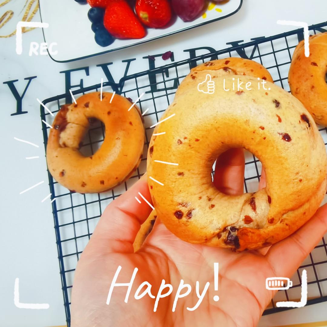 给减肥瘦身党 无糖无油蔓越莓全麦贝果