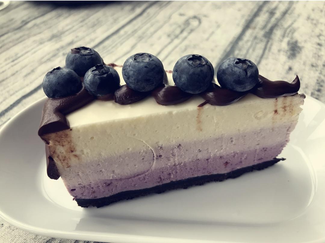 渐变蓝莓冻芝士蛋糕（免烤）