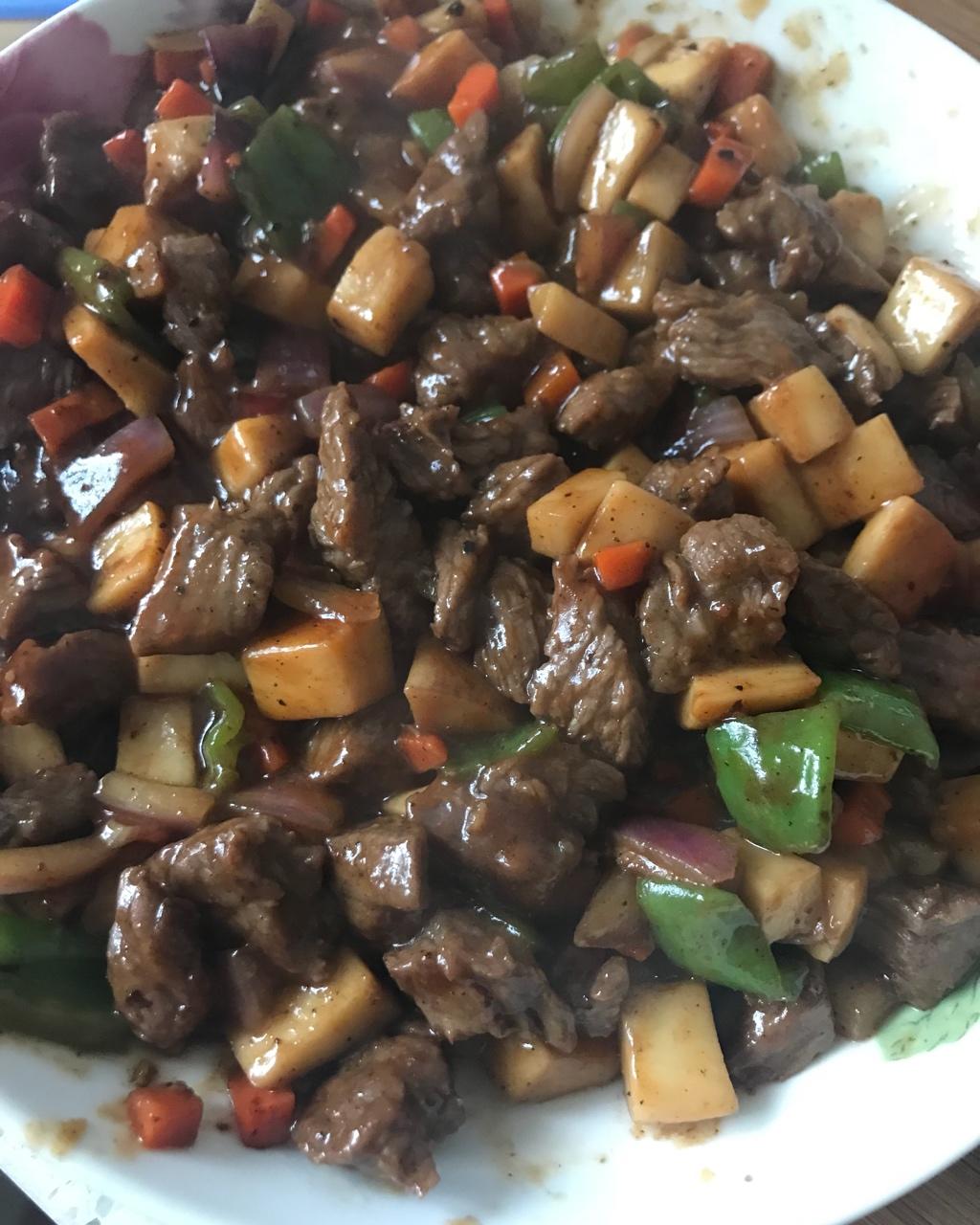 黑椒杏鲍菇牛肉粒
