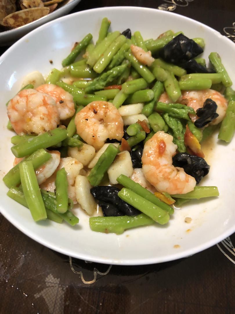 我的神仙菜单，芦笋炒虾仁山药木耳