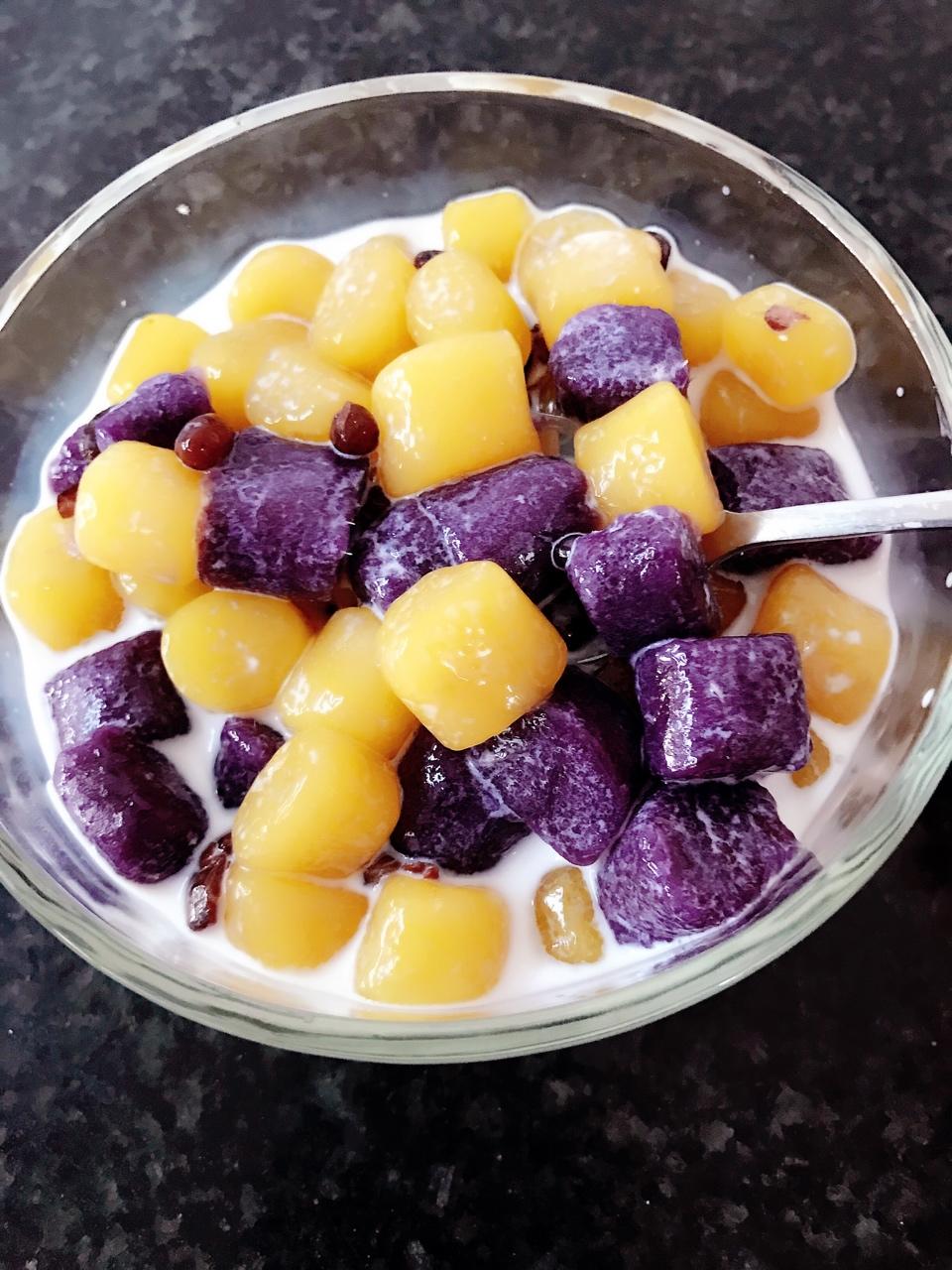 【视频】椰汁芋圆（芋头、红薯、紫薯圆）