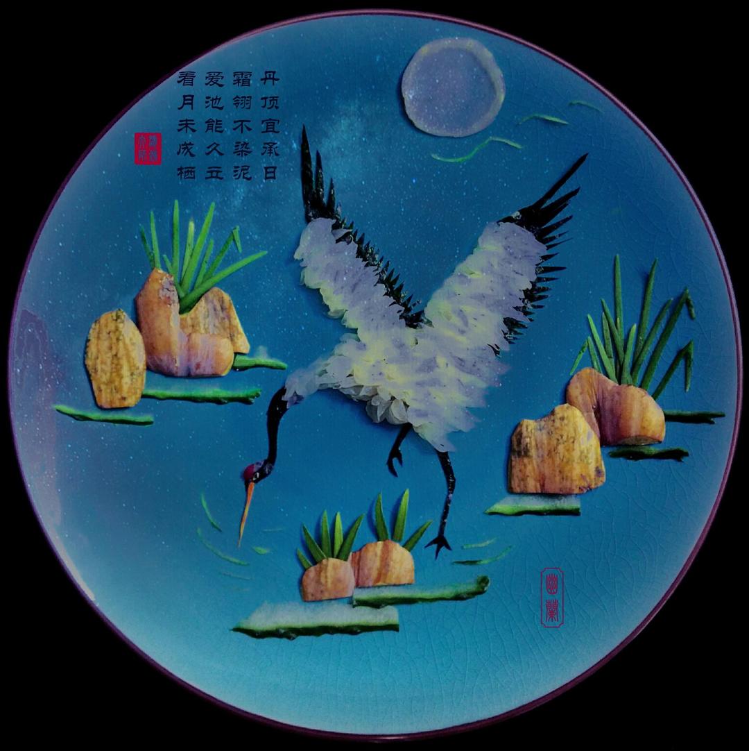 幽兰美食做的国画风趣味餐盘画