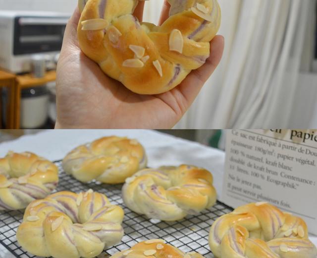 芋泥系列~芋泥花环面包的做法