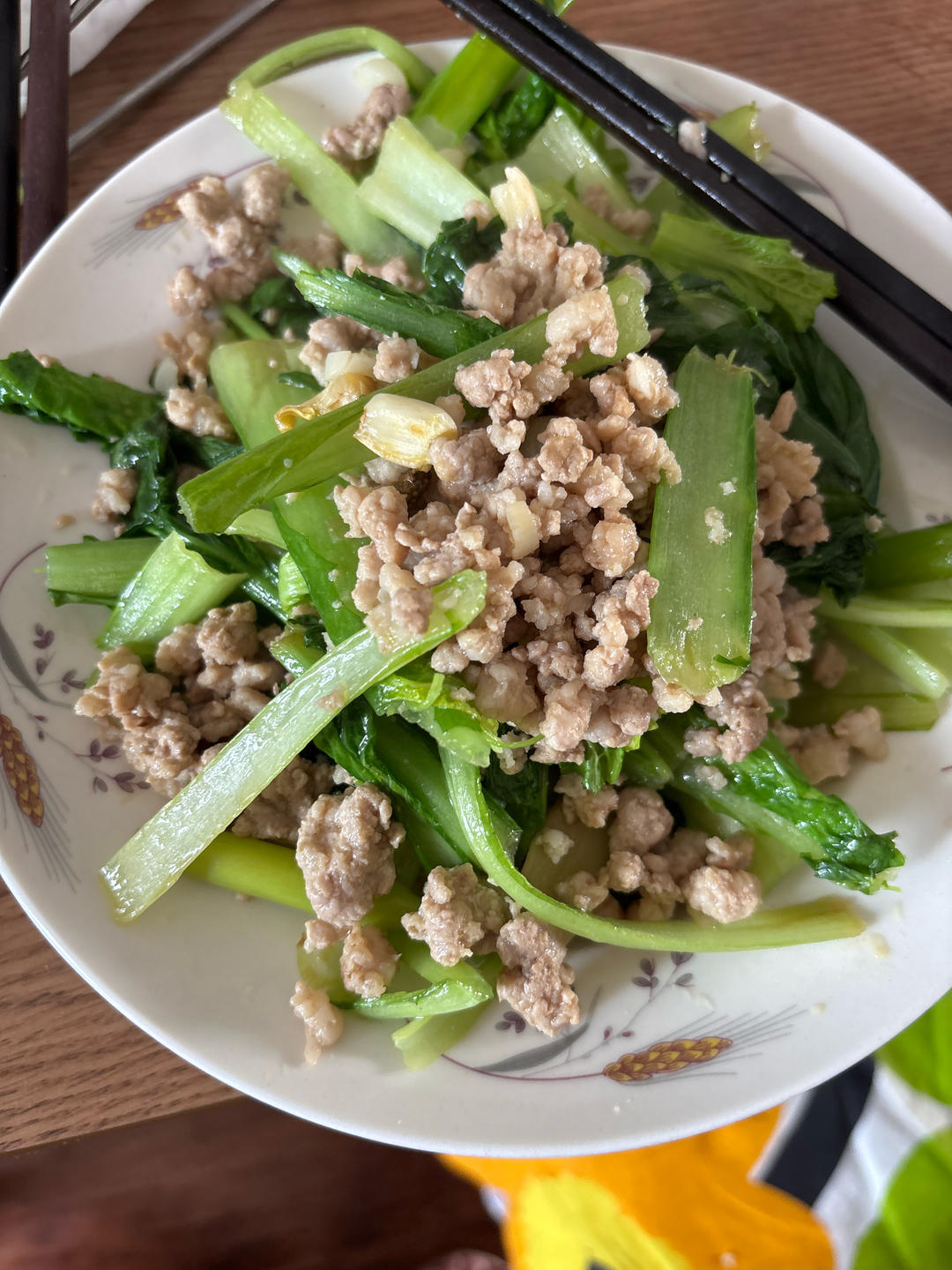 上班带饭菜-肉末小白菜