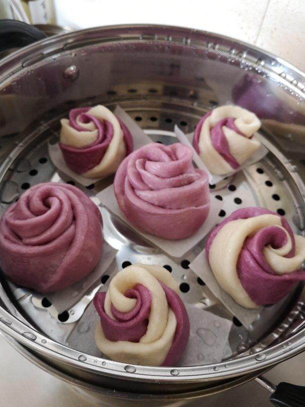 紫薯玫瑰花馒头