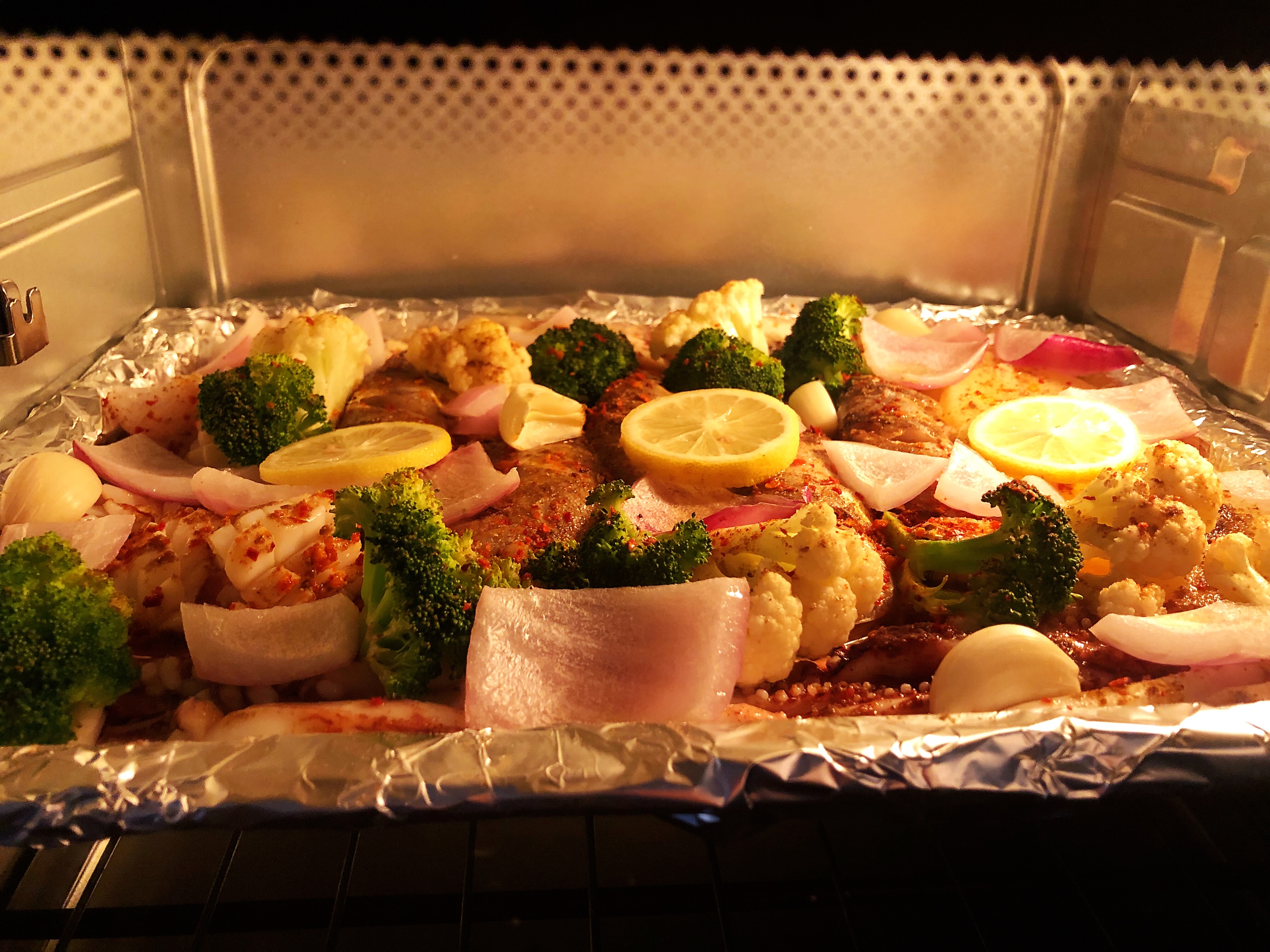 烤箱烤鱼➕菜的做法