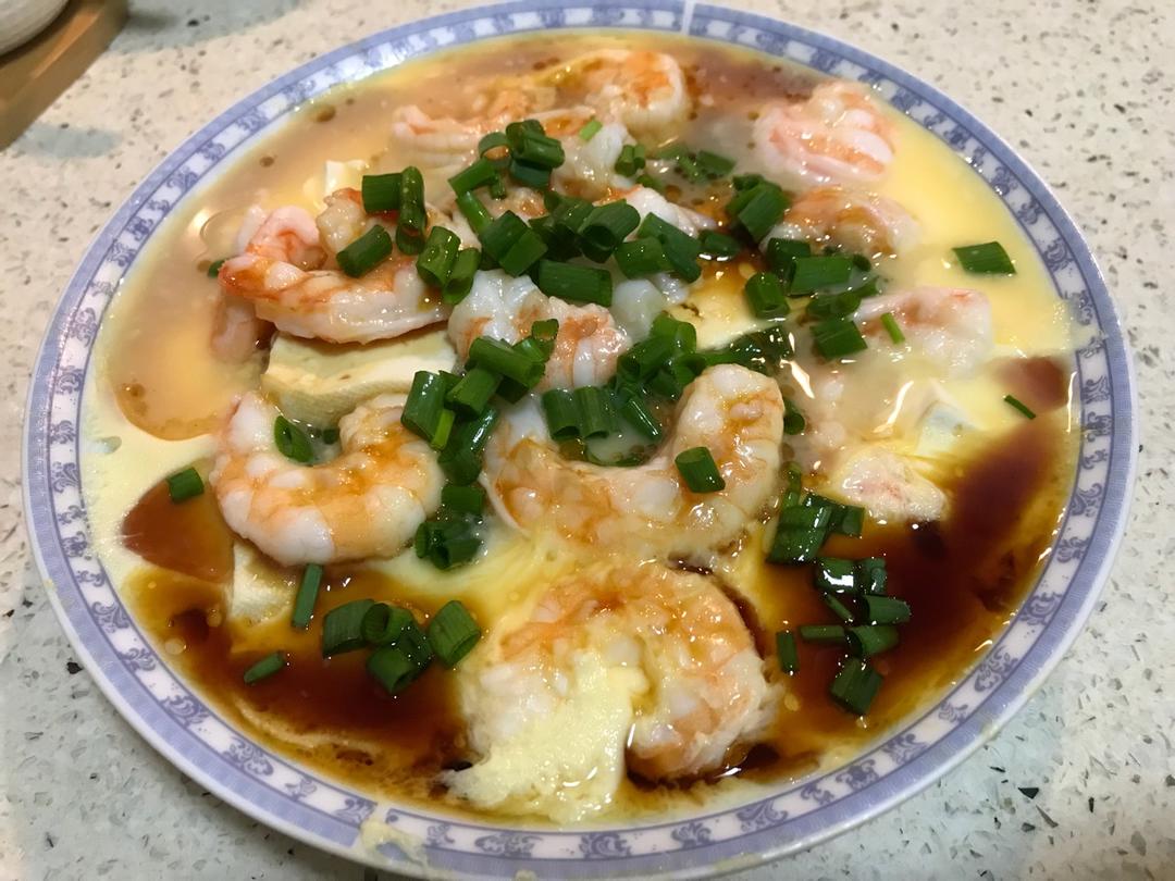 虾仁豆腐蒸水蛋
