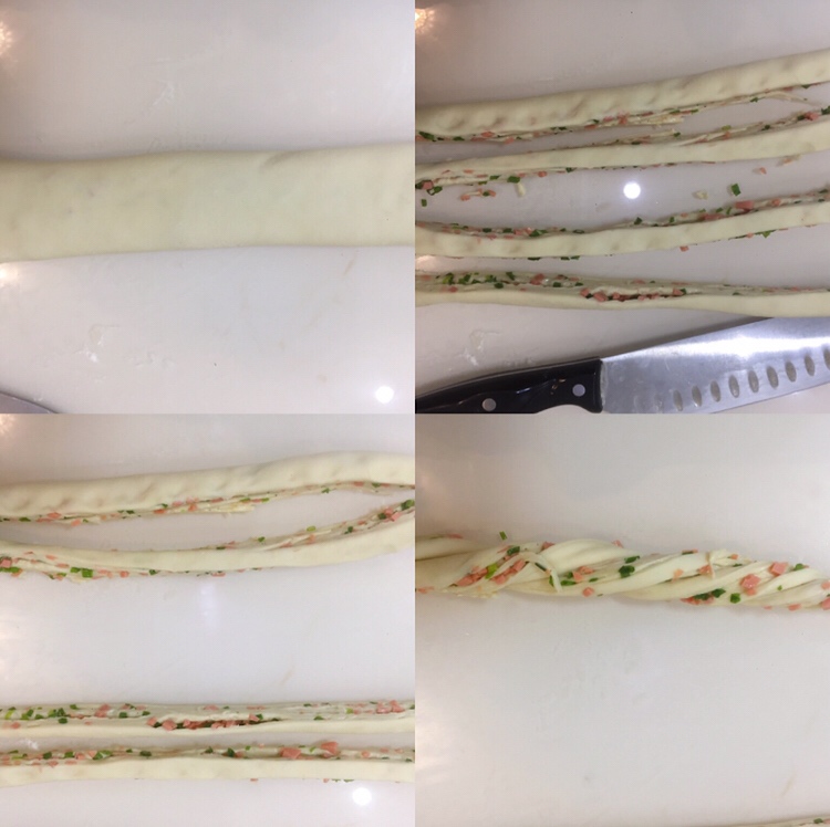 花卷 葱花火腿卷 香软可口(‼️一次发酵法 内附三种花卷整形做法)的做法 步骤17