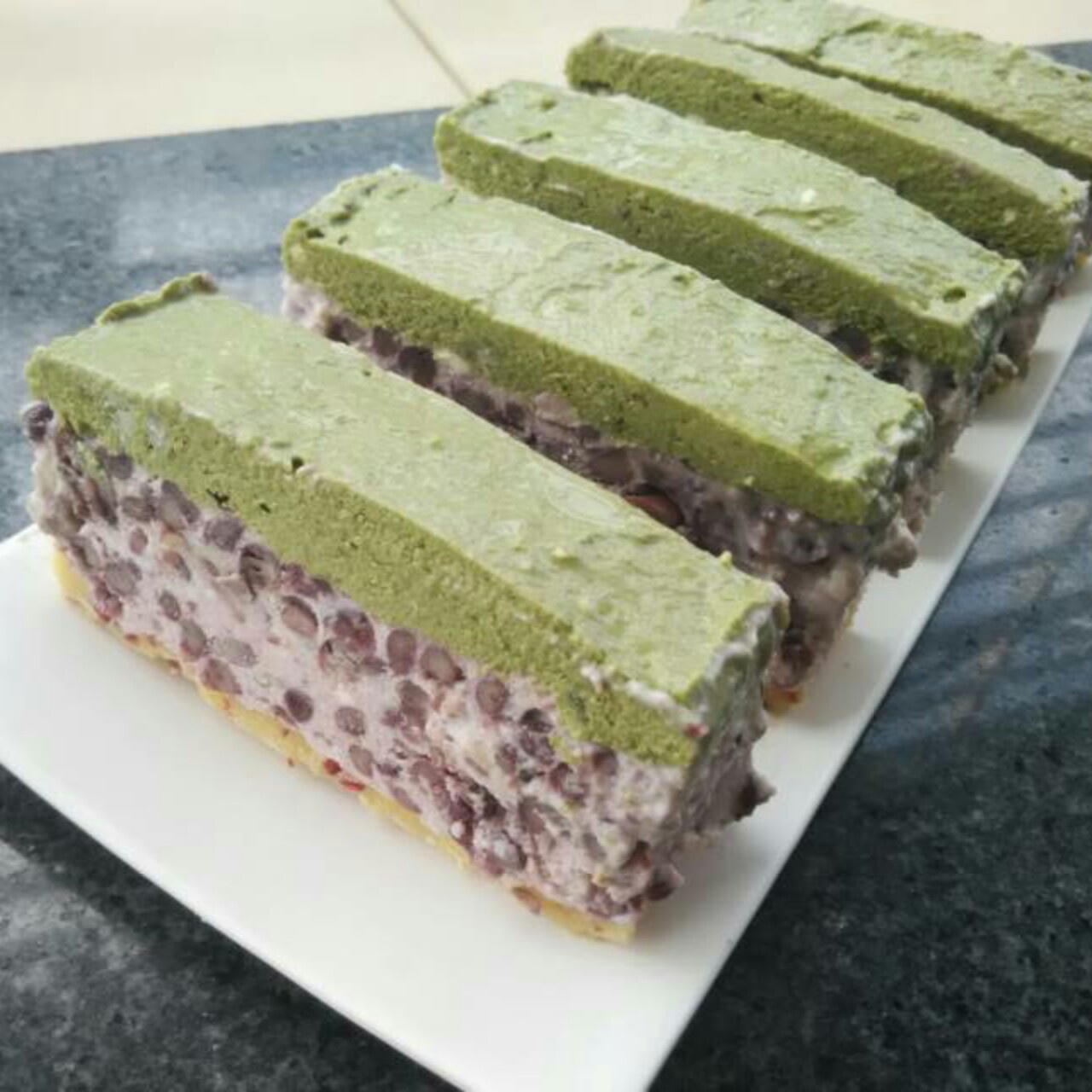 抹茶红豆冻芝士