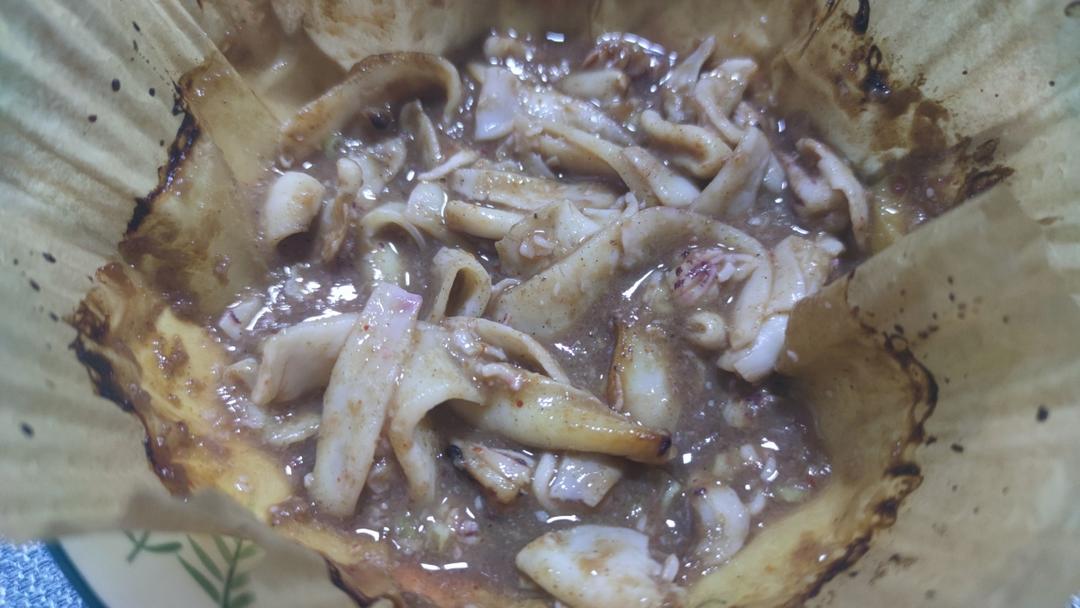 超级简单的空气炸锅做烤鱿鱼（铁板鱿鱼）