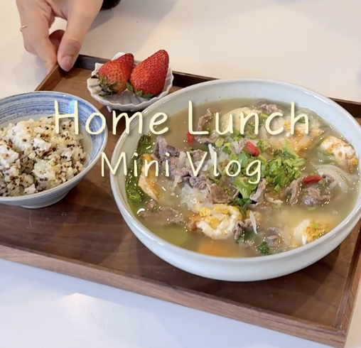 萝卜煎蛋牛肉汤饭的做法