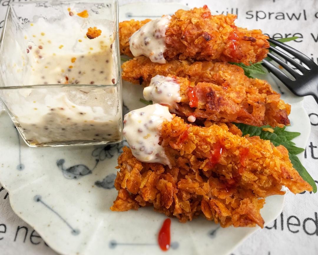 不用面包屑和鸡蛋的快手酸奶薯片烤鸡柳（Chicken tenders with crisps and yogurt）的做法