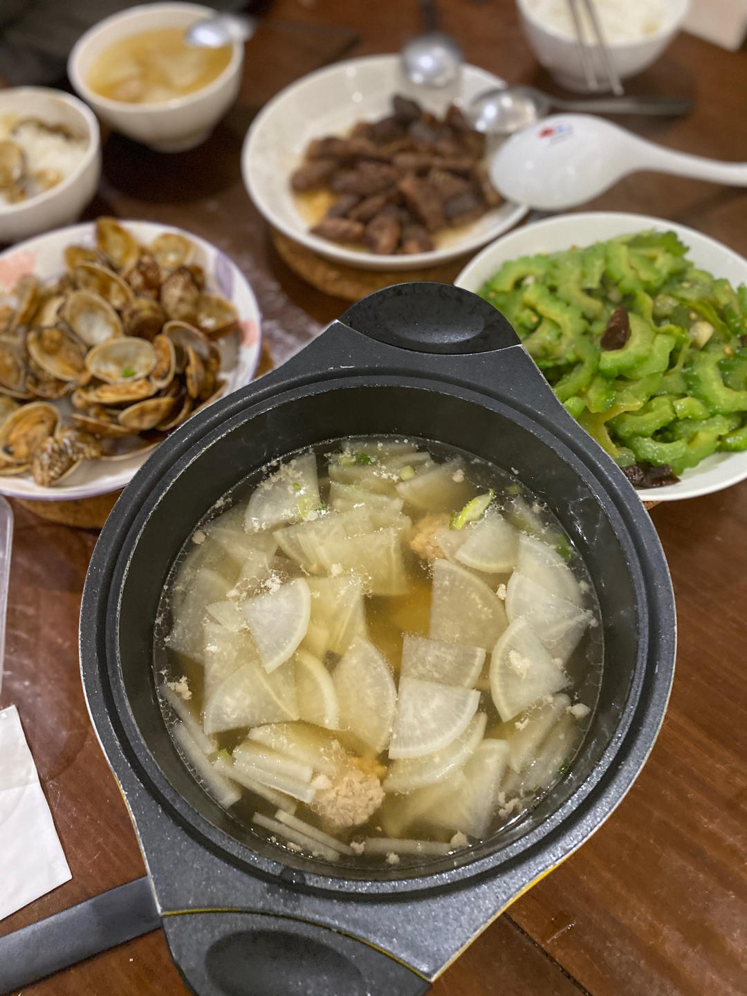 葱炒花蛤