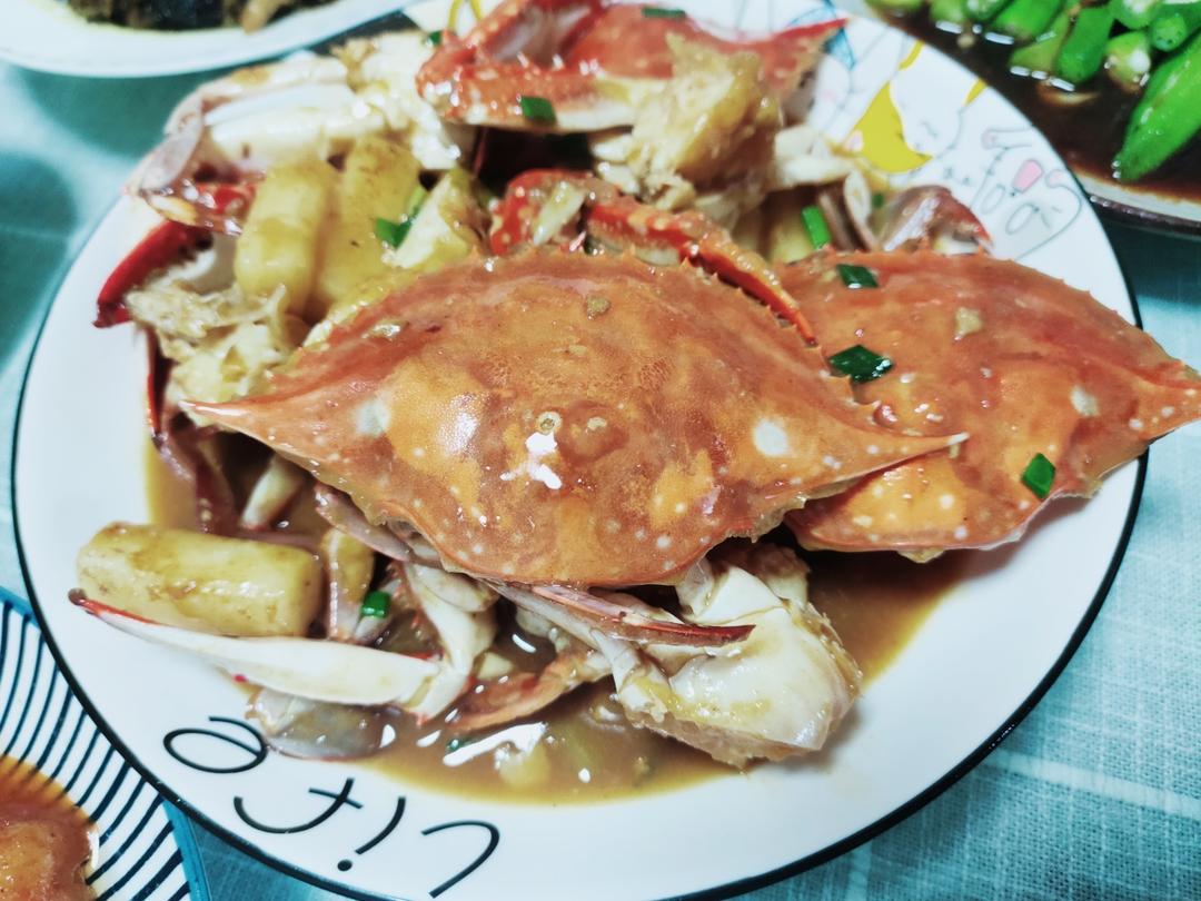 梭子蟹炒年糕～标准的江浙菜