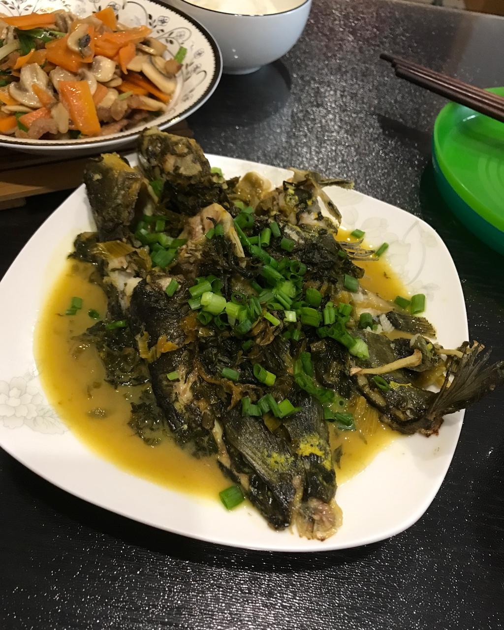 冰阳_xro8做的雪菜炒昂刺鱼(汪刺鱼