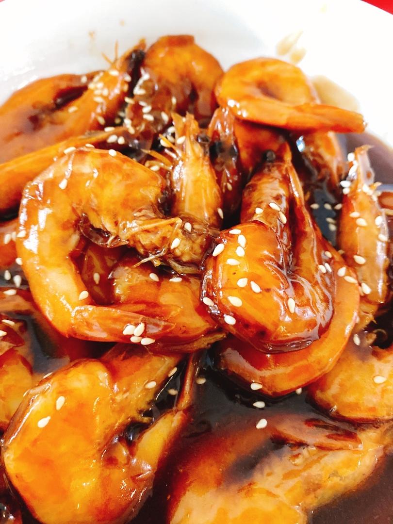 吮指糖醋开背虾