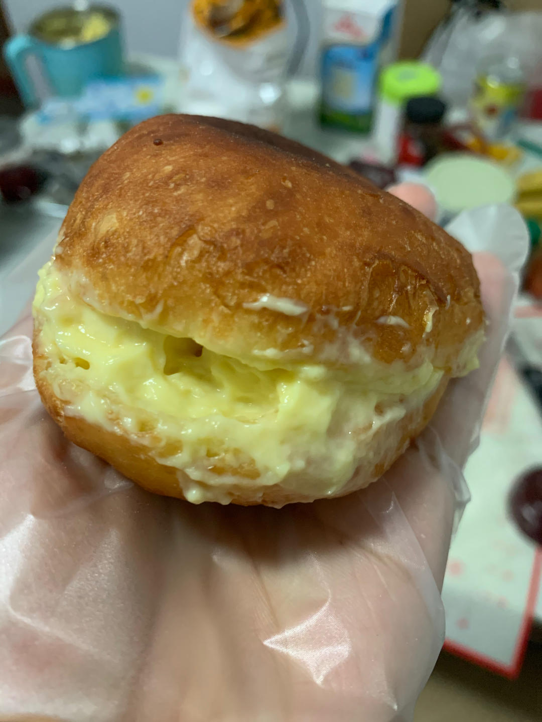 免烤箱❗️可以爆浆的卡士达酱甜甜圈🍩巨简单