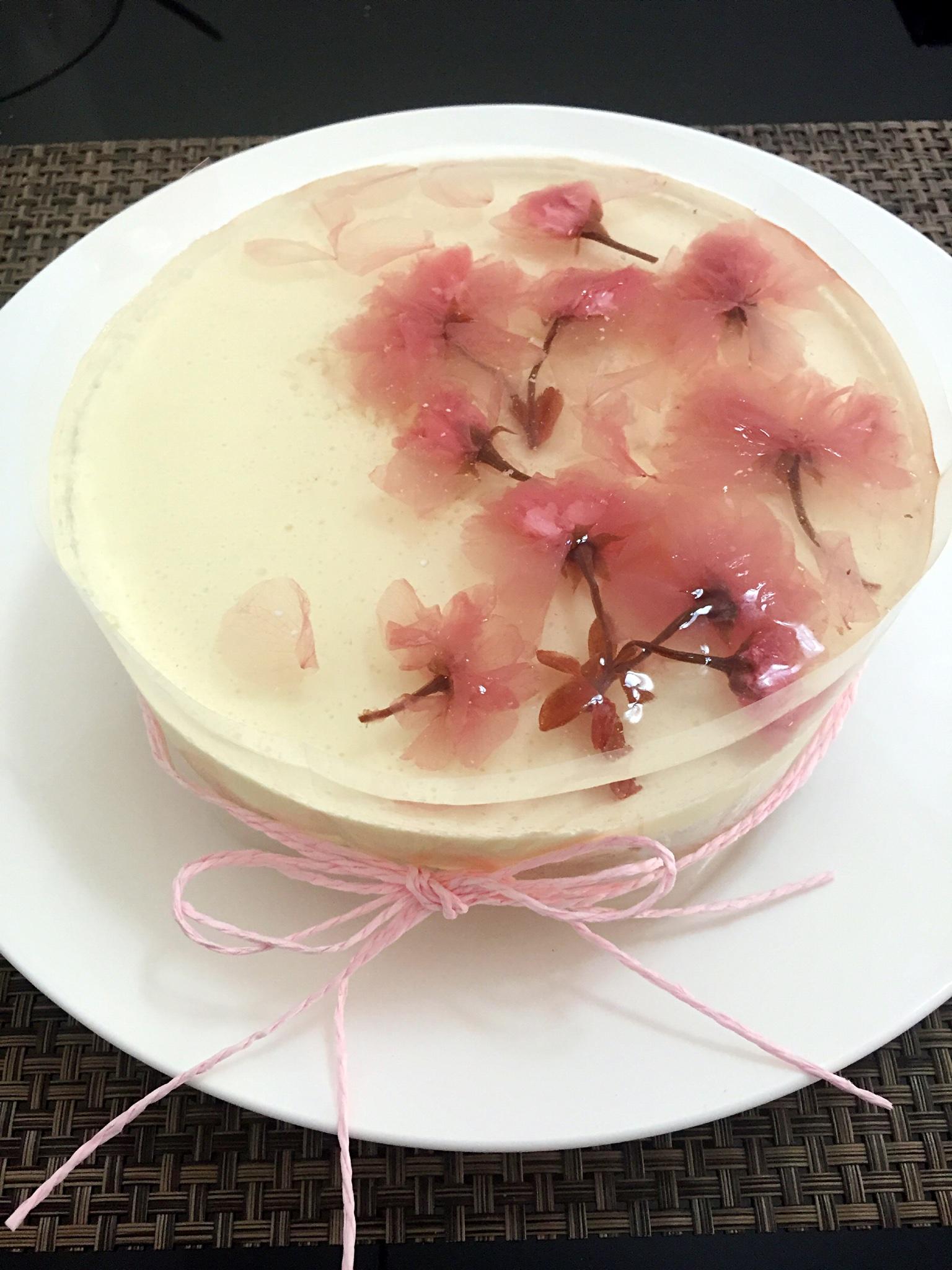 🌸樱花冻芝士蛋糕🌸6寸的做法 步骤13