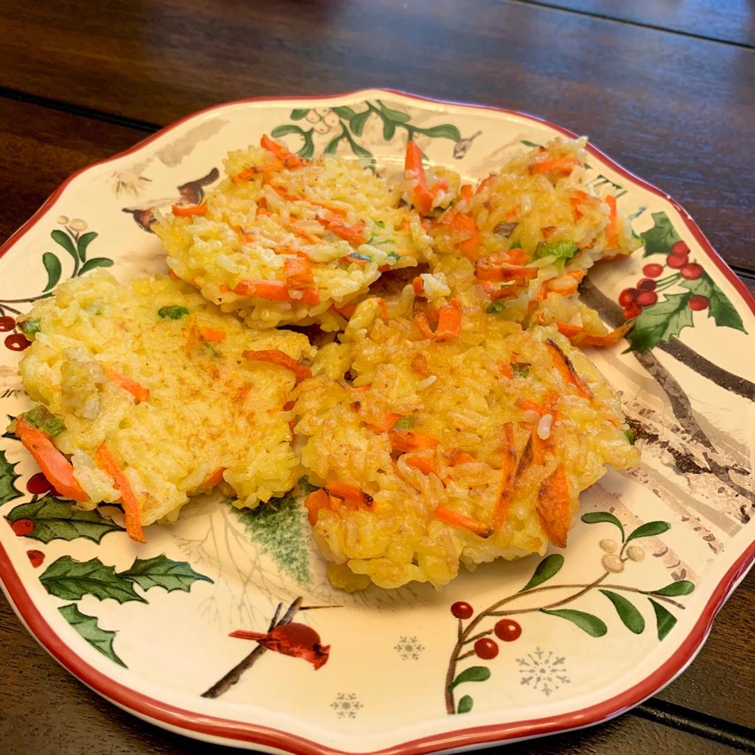快手早餐…米饭鸡蛋饼