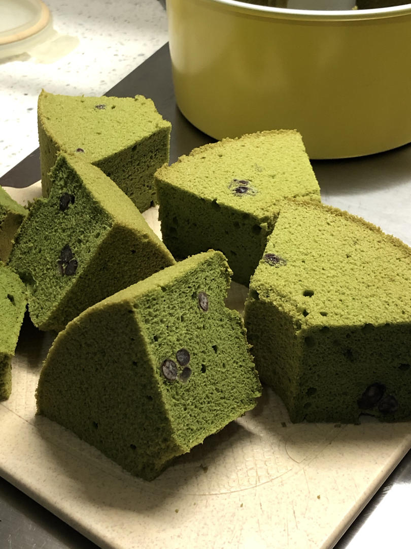 细腻绵软抹茶红豆戚风【附蜜红豆分布均匀小技巧】