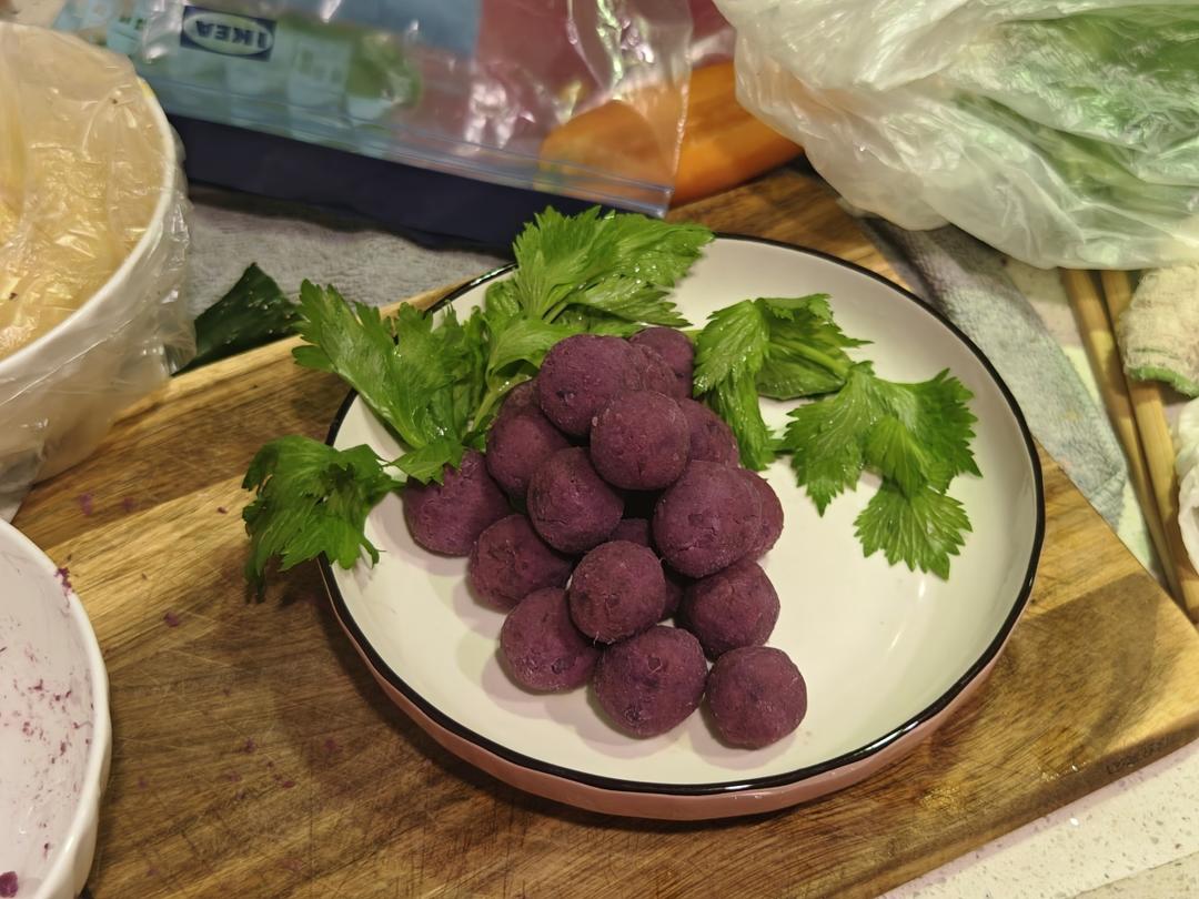 创意年夜菜|紫气东来  硕果累累（改良版奶香紫薯葡萄）