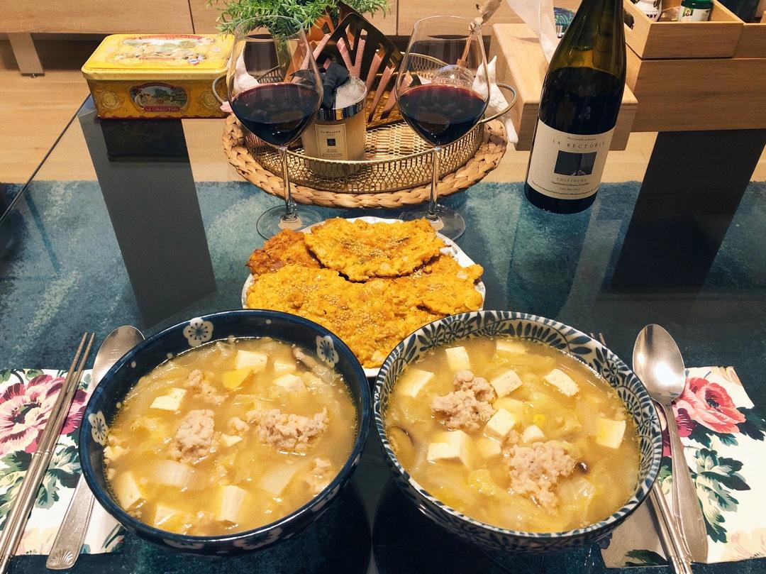 白菜豆腐肉丸汤