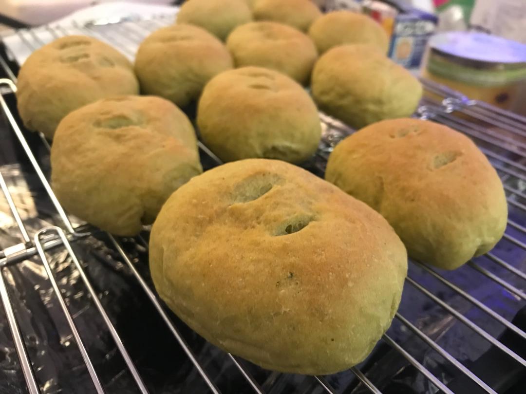 抹茶豆沙小面包（无油脂）