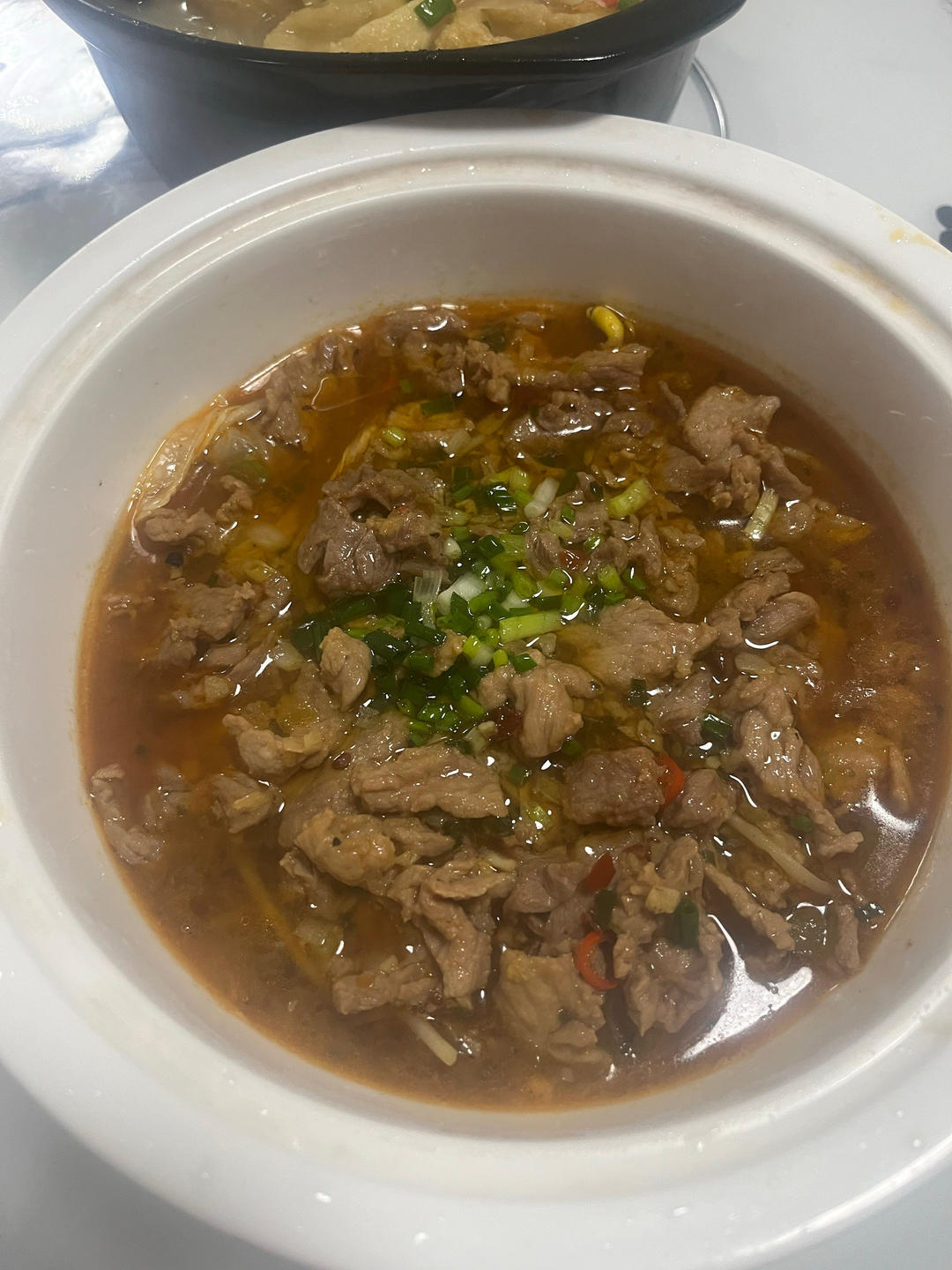 跟四川朋友学的水煮肉片 这也太香了！！