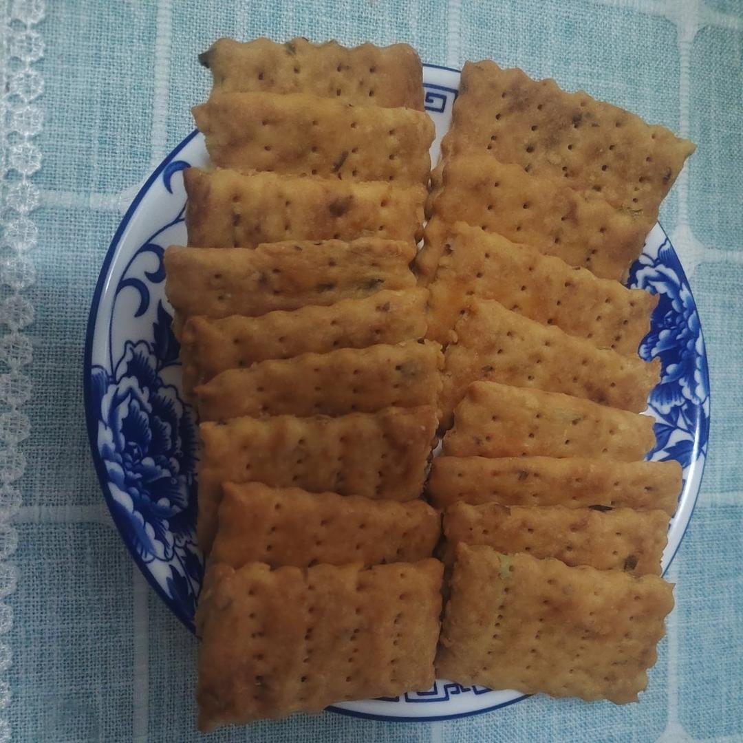 香葱苏打饼干   葱香味浓   酥松无比   无糖低油   养胃减肥  附细节视频