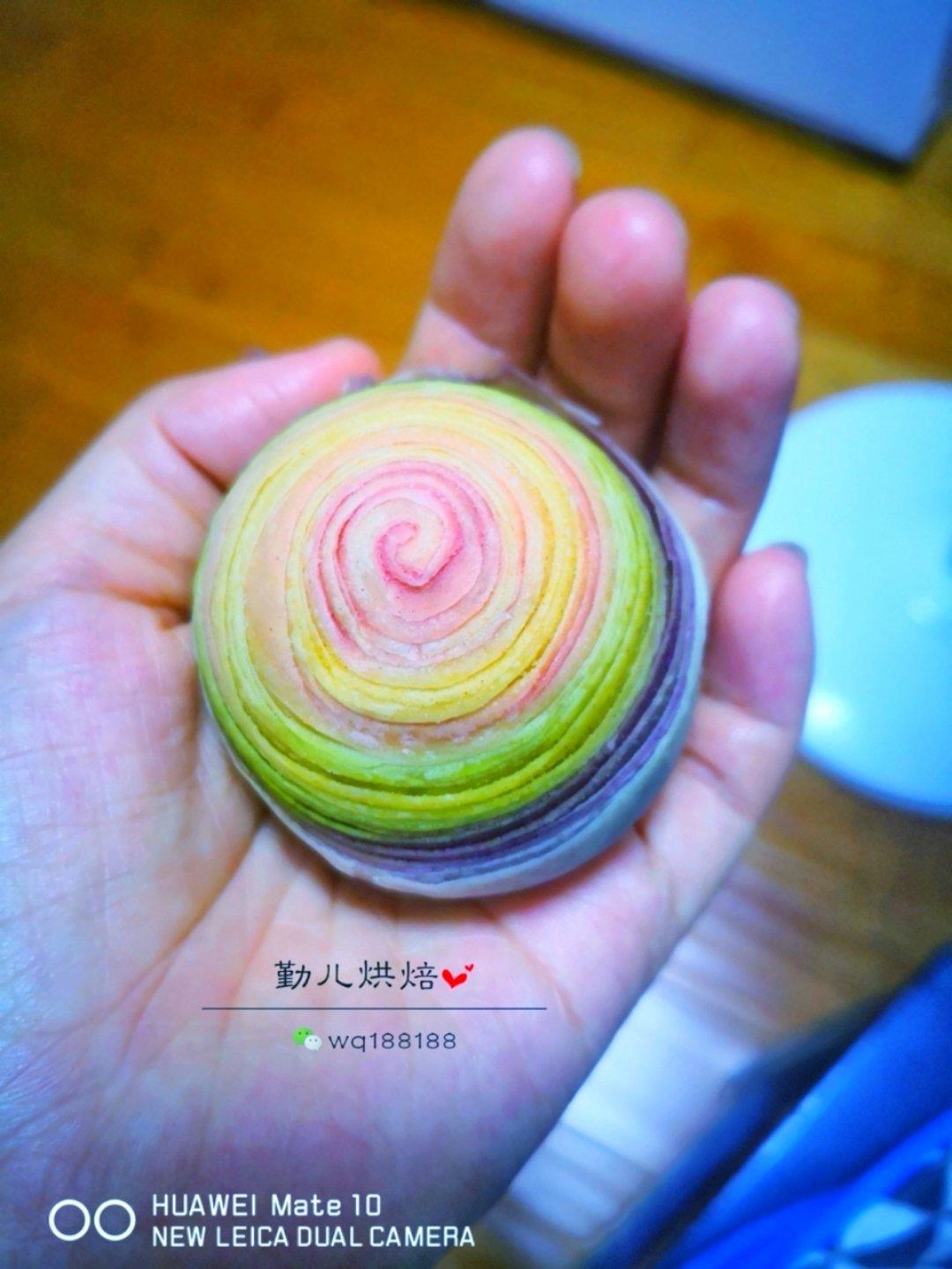 彩虹渐变蛋黄酥（无需揉出膜）