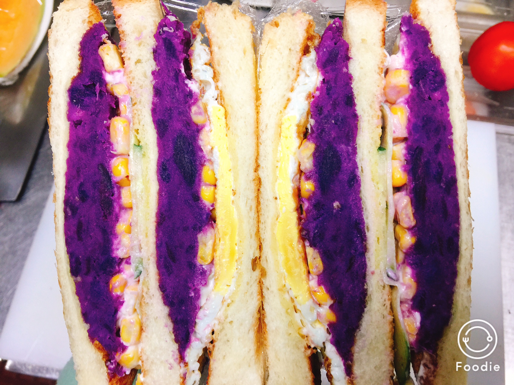 紫薯玉米🌽三明治的做法