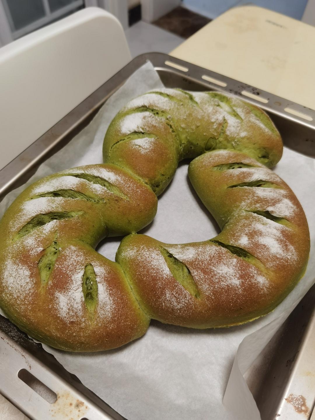 比原麦山丘还好吃的【抹茶麻薯古早味面包】肉松红豆沙