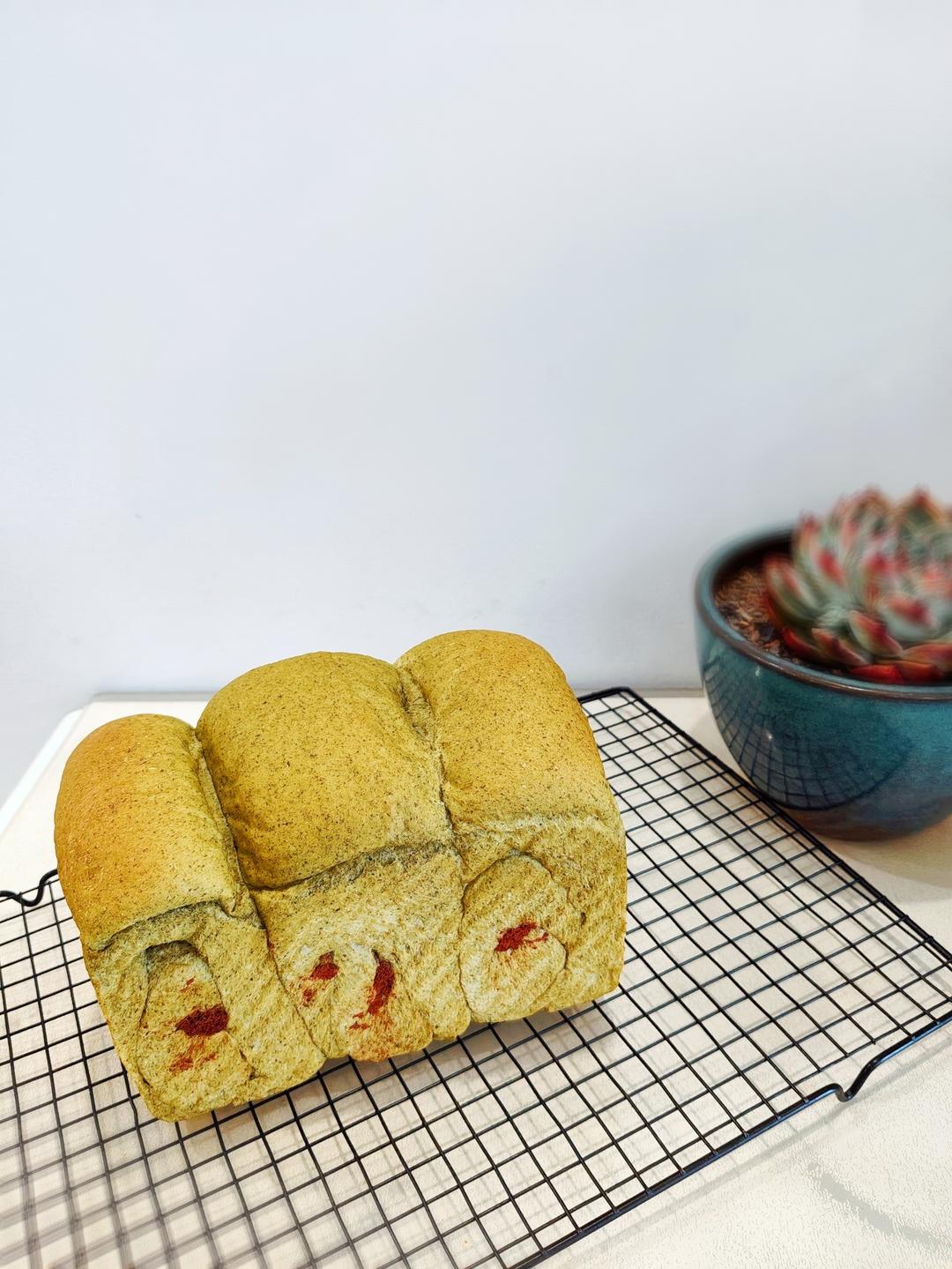 艾草红豆蛋黄面包