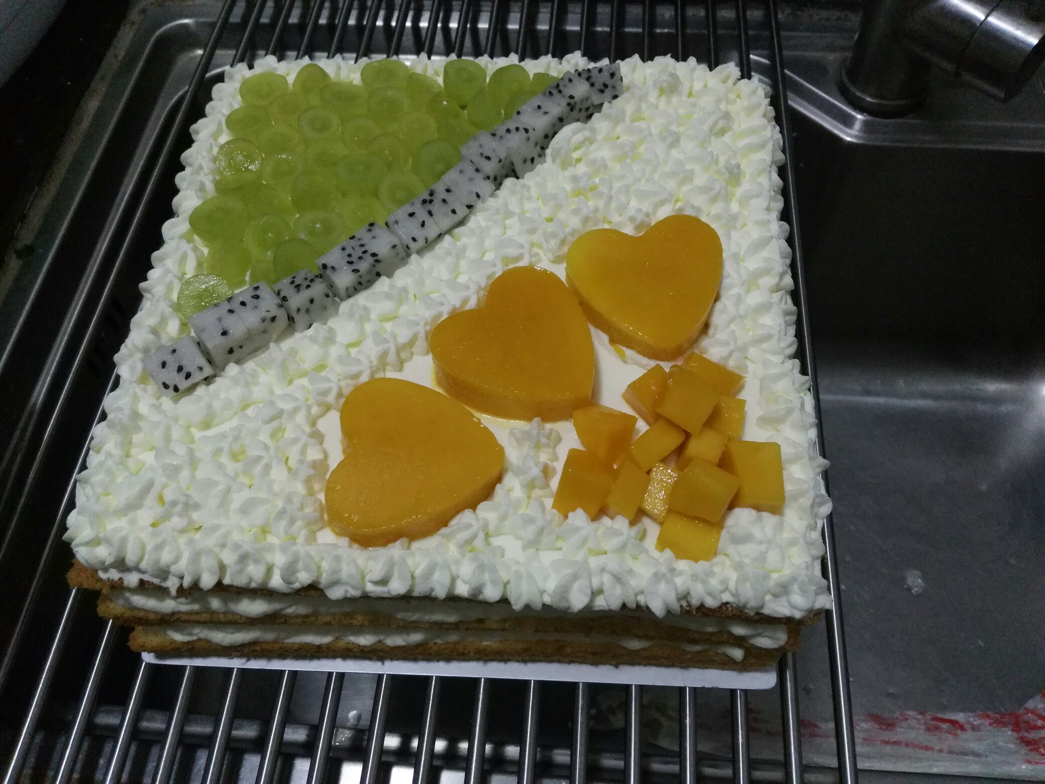 9寸方形水果蛋糕的做法