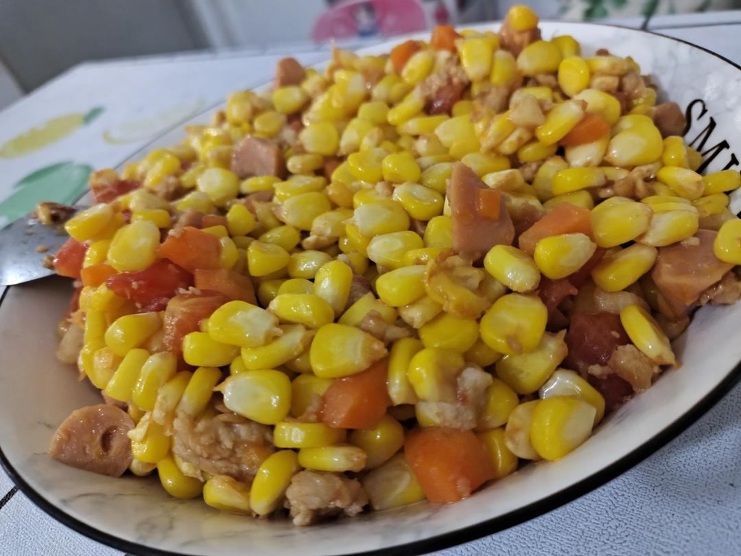 玉米粒炒鸡丁｜嫩嫩的好吃！