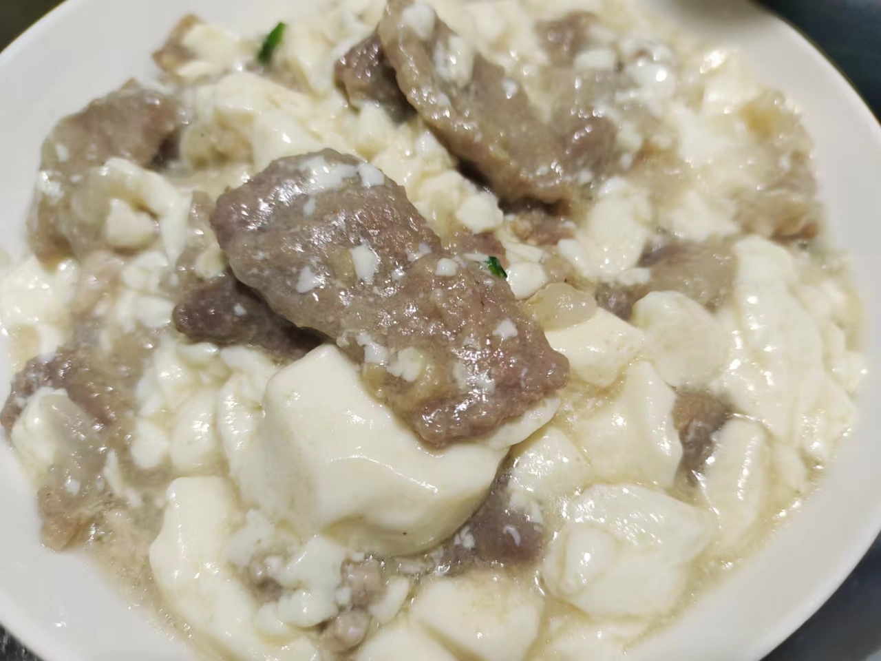 清淡又好吃的拌饭菜——牛肉沫烧豆腐