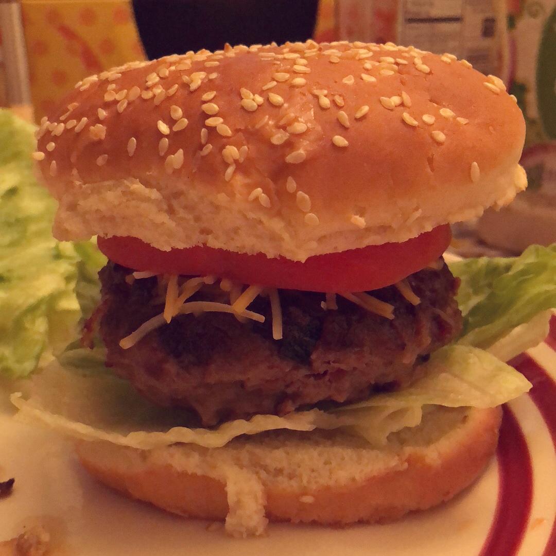 洋葱牛肉汉堡 Beef Hamburger with Fried Onions