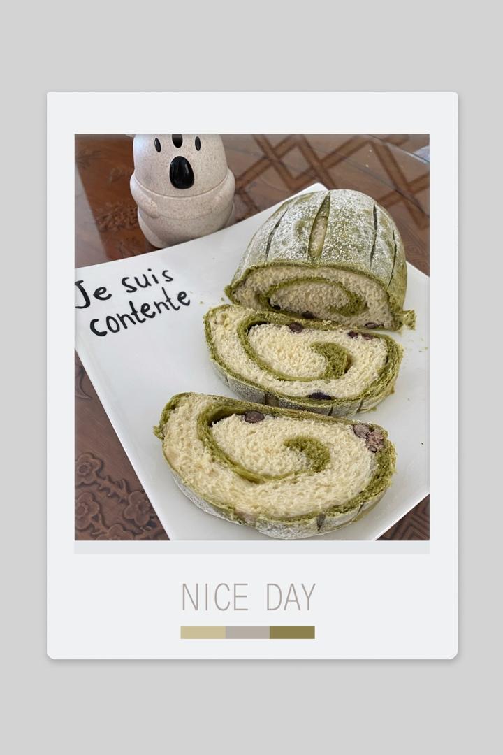 抹茶双色哈斯面包，红豆欧包