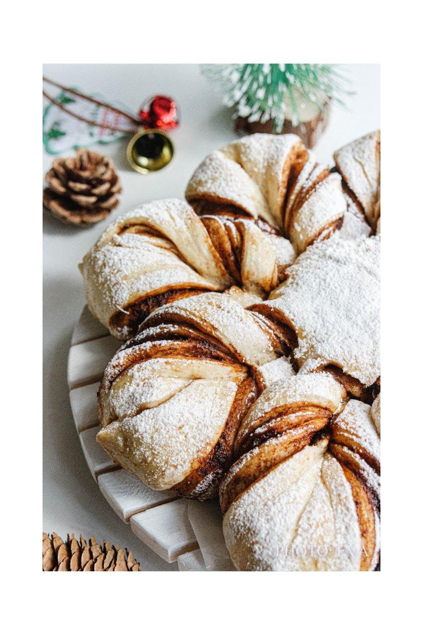 ins网红圣诞红糖肉桂雪花全麦面包（一次发酵）B83