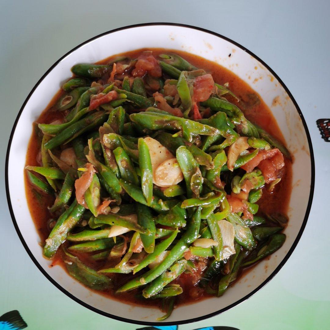 西红柿炒长豆角