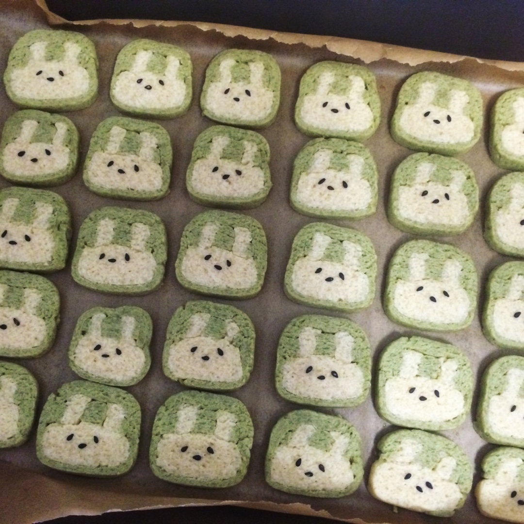 抹茶兔兔曲奇（比熊猫简单！超详细实物图+超良心手绘图）
