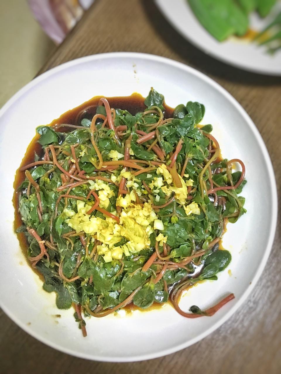 海鱼饵做的凉拌马马菜(凉拌马齿苋)