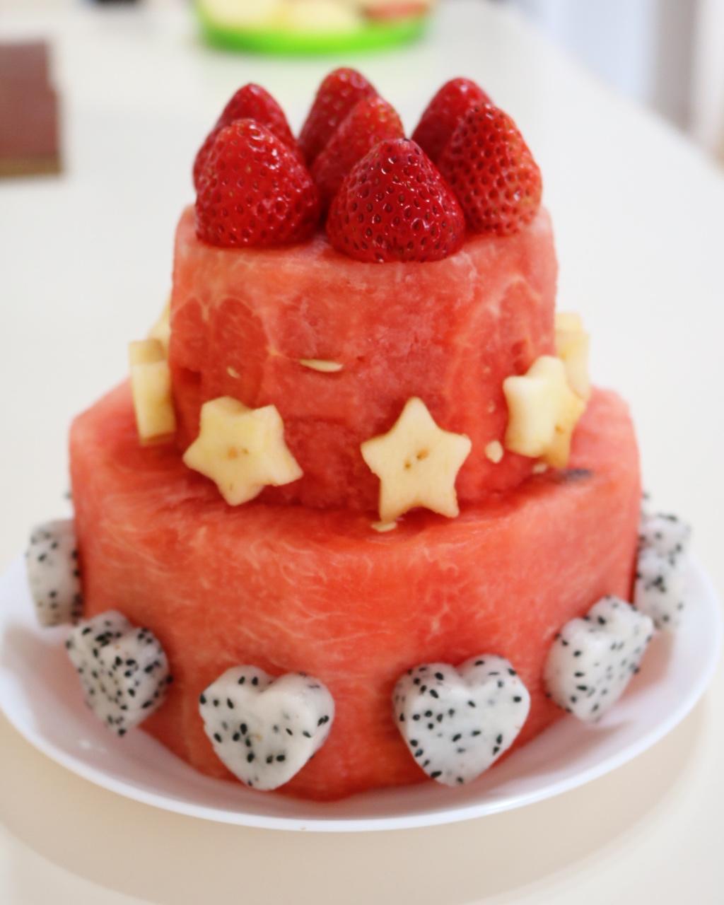 硕硕笑笑的megan做的西瓜蛋糕