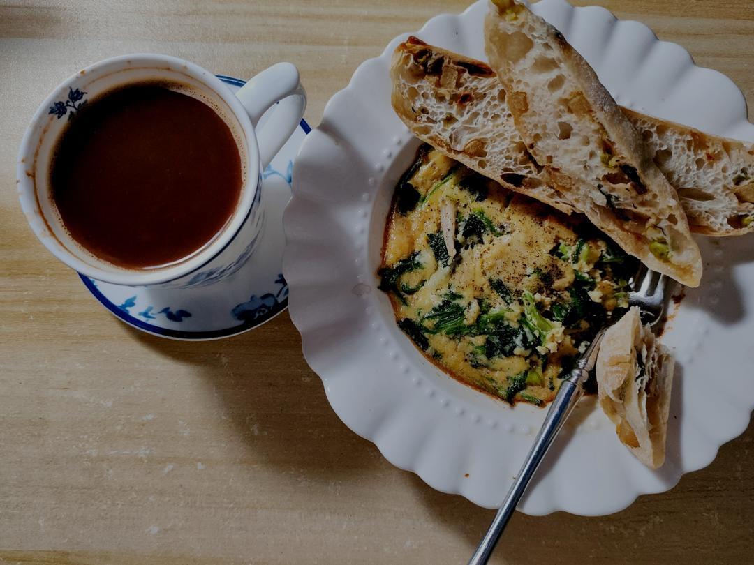 菠菜口蘑烘蛋【4月北鼎烤箱食谱】