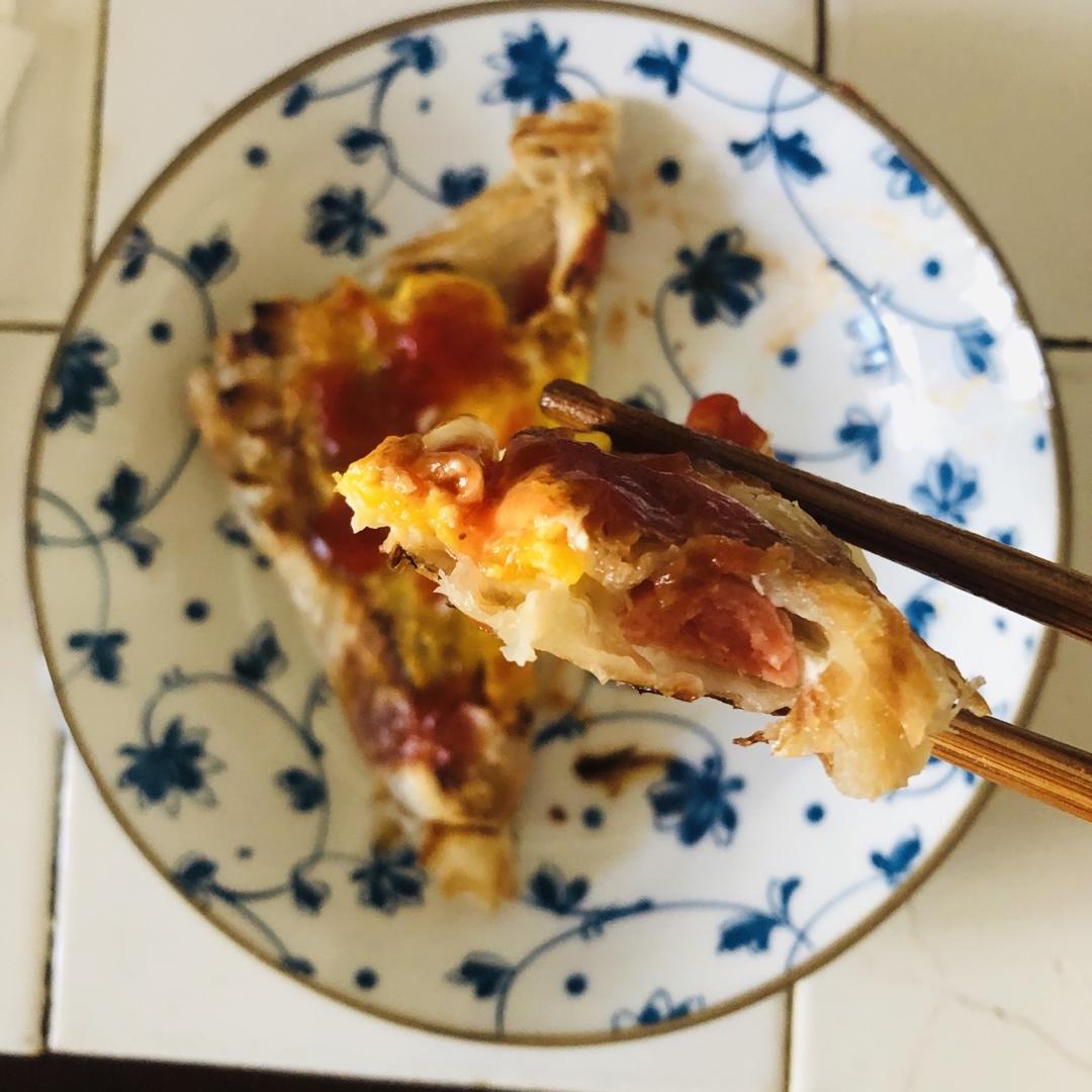 5分钟就能搞定的手抓饼早餐，酥到掉渣～