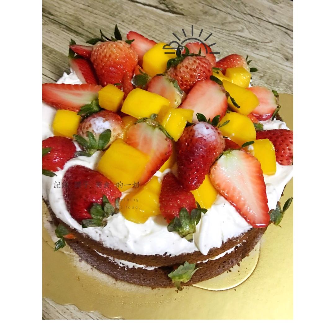 【零失败】不会裱花没关系的水果裸蛋糕 芒果裸蛋糕 完美戚风胚