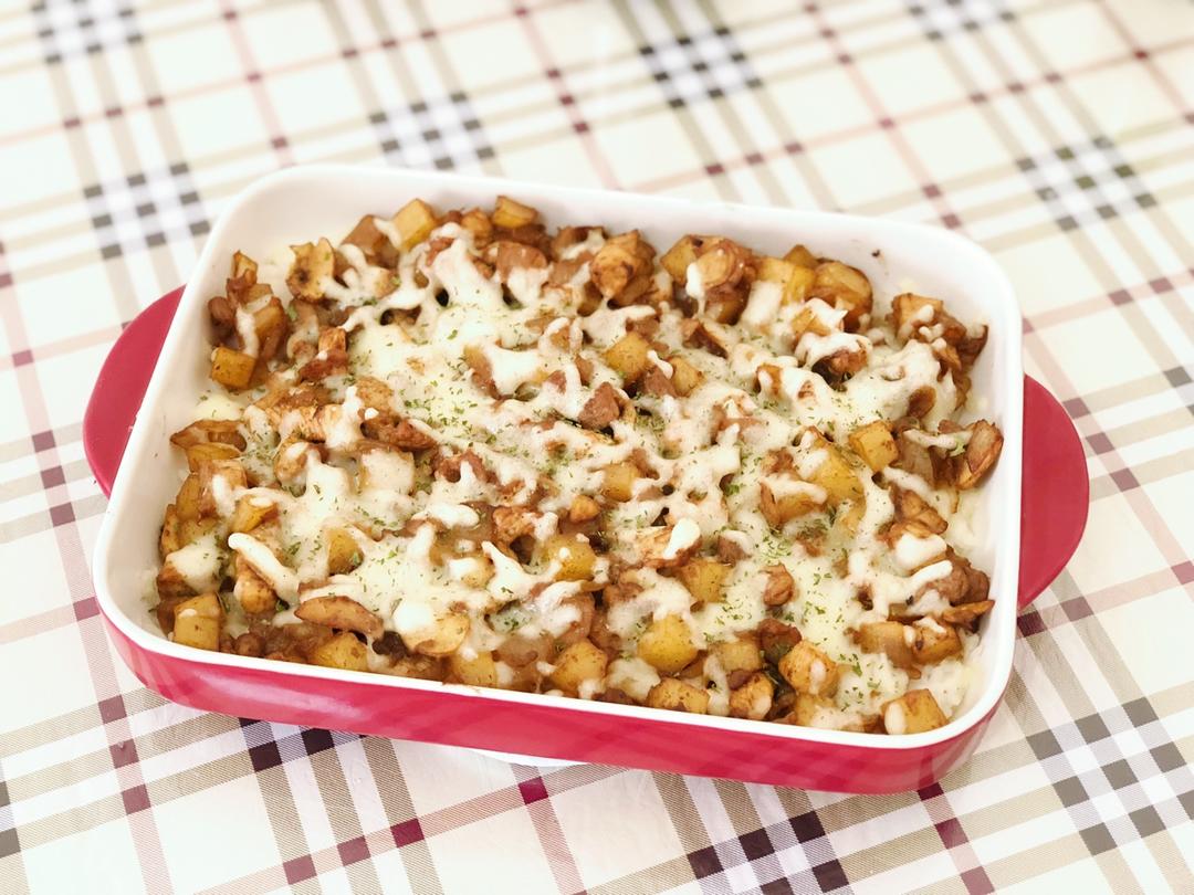 奶油蘑菇培根焗饭